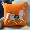 Broderie de luxe core-oreiller de créateur de chevaux blancs orange rouge 45x45cm de canapé coussin toile toile à la maison vende décorative par pi7576322