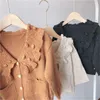 Giacca per bambini lavorata a maglia maglione con volant cardigan per bambina autunno per ragazze cappotto per bambini in lana 0-5 anni