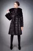 New Winter Womens Outwear Långärmad Mink Fur Coat Lång överrock Svart Kvinnor Jacka Plus Storlek S-6XL