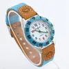 Black Fabric Strap Children Kids Gift Boy Girl Student Learn Time Tutor Quartz Wristwatch U32H Kids watches time teaching gifts9103145