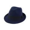 Unisexe Wool en feutre Roll Up Brout Brim Jazz Fedora Chapeaux avec Black Ribbon Women Men Formal Party Trilby Floppy Hat6241059