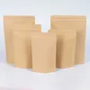 11 sizes Brown Kraft Paper Stand-Up Bags Heat Sealable Resealable Zip Pouch Inner Foil Food Storage Packaging Bag With Tear Notch DBC BH4085