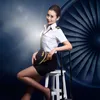 Kapten Uniform kvinna skjorta kjol set kostym flygledare enhetlig kvinnlig civil luftfart pilot kortärmad cosplay prestanda