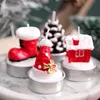 Christmas Fragrance-free Candle 12pcs/Pack Smokeless Santa Snowman Gift Stocking Tree Design Candle Xmas Motif New Year Candles