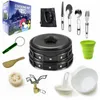 18 шт. Camping Cookware Kit Открытый алюминиевый сплав для приготовления пищи набор портативный кастрюля, путешествуя походное походное оборудование для пикника VT1636