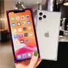 Fluoreszierende, quadratische, einfarbige Handyhülle für iPhone 11 Pro Max XR X XS Max 7 8 6 Plus SE Hülle, stoßfeste, weiche, klare Rückseite