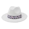 Moda Unisex Szeroki Brim Fedora Wstążka Kościół Sukienka Derby Ladies Hat Panama Trilby Cap Moda Czapki Ciepłe Czapki Zimowe Czapki