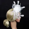 Fedoras Wedding Party Hat Cocktail Day Feather Mesh Bridal Fascinator pannband Bowknot Gift Women Banket1319q