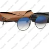 Óculos de sol femininos masculinos óculos de sol redondos moda metal óculos de sol proteção uv lentes de vidro com capa de couro superior e pacote de varejo 6824182