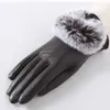 Cinq doigts gants 2021 hiver chaud véritable gant en cuir avec fourrure Rex femme véritable femme poignet à la main1