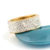 Estilo caliente moda chapado en oro acero inoxidable cristal anillos simples de la señora