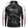 2020 Nya Mens Motorcykel Bomber Jackor Man Höst Vinter PU Läder Slim Fit Biker Jacka Coat Man Faux Läderrockar Utomhus