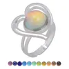 Update Retro Temperatuurmeting Ring Sensing Veranderende Kleur Waterdruppel Hart Mood Ring Vrouwen Mode-sieraden