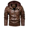 Uomo Inverno Plus Velluto PU Giacca in pelle Colletto con cappuccio Moto Cappotti in ecopelle Addensare caldi Bomber Giubbotti Abbigliamento di marca687104319