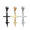 Main croix dangel boucles d'oreilles en acier inoxydable noir or chaîne croix boucles d'oreilles pour femmes hommes Hip Hop bijoux de mode
