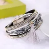 Infinity Armband Braided Multilayer Armband Brasiliansk Strandmagnet Buckle Tassel Läderarmband