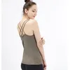 Gilet de sport de yoga à dos croisé pour femmes, chemises sans manches, coupe cintrée, débardeur d'entraînement, haut de yoga super doux, chemise de sport avec soutien-gorge rembourré