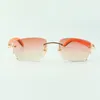 Designer clássico óculos de sol 3524026 com óculos de pernas de madeira laranja, vendas diretas, tamanho: 56-18-135mm