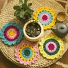 20 pçs / lote fotografia adereças coaster crochet flores remendo acessório feito artesanal crochet doilies tabela tapetes pad 9-14cm t200708