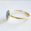 Hochzeit Ringe Vintage Weibliche Große Oval Blau Opal Ring Charme Gelb Gold Farbe Für Frauen Luxus Braut Zirkon Stein Engagement