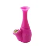 Forme de vase Bong Pipes à fumer en deux parties avec bol en métal Plates-formes d'huile de silicone pour fumée incassable impression bongs narguilés