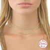 Genuine 925 gioielli in argento sterling europeo e americano Hiphop Clavicola catena collane per donna ragazze collares gioielleria raffinata Q0531