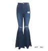 Taille haute Bootcut Pantalons Femmes Designer Trou Jeans Printemps Automne Automne Mode Causal Pantalons Pour Femmes
