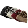 Kadın Leopar Baskı Örme Beanies Moda Açık Kış Sıcak Yün Örgü Şapka Parti Şapkalar Malzemeleri 5styles RRA3746