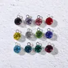 10Pcs per Lot Silver Crystal Birthstone Charm Beads Bracelet Necklace Jewelry Making DIY Stainless steel charm
