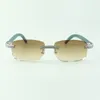 Direktverkauf: zweireihige Diamant-Sonnenbrille 3524026 mit blaugrünen Holzbügeln, Designerbrille, Größe: 18–135 mm