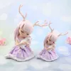 Europe Artificial Girls Deer Fairy Garden Miniature Bella artigianato in resina Figurine per gli amici Regalo Decorazione domestica 220115