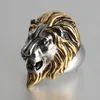 Gold Silver Color Lion's Head Men Hip Hop Rings Moda Punk Animal Ring Ring Male Hiphop Jewelry Gifts