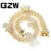 New Fashion Rose Gold 16 tum Bling Cubic Zirconia Butterfly Cuban Chain Choker Halsband BiJoux Hip Hop Rapper Smycken Gåvor för Män Kvinnor