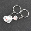 1 Pair I LOVE YOU Letter Couple Keychain Heart Key Ring Lovers Key Chain Valentine's Day Jewelry Gifts Souvenirs