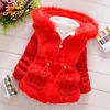 AJLONGER Neue Winter Baby Mädchen Kleidung Faux Pelz Fleece Mantel Festzug Warme Jacke Weihnachten Schneeanzug 1-4Y Baby Mit Kapuze jacke Oberbekleidung LJ201126