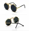 Steampunk Occhiali da sole rotondi Donna Uomo Metallo Vintage Flip Circolare Doppia lente Occhiali da sole Stile CERCHIO Shades Gafas Oculos De S251f