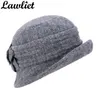 Chapéu de inverno para mulheres 1920s Gatsby estilo flor morna lã beret inverno tampão senhoras gorro feijão chapéus cloche bonnet fedoras A299 Y200102