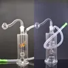 Quemador de aceite de vidrio reciclado Bong con luz LED Hookah Shihsa Pipas de agua Bongs Espiral Perc con tubos de quemador de aceite macho de 10 mm y puntas de silicona