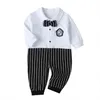 born Baby Boy Girl Romper Fall Long Sleeves Bowtie Style Bebe Clothes Little Gentle Man Infant Babe Jumpsuits 220106