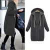 Kvinnors Jackor Hooded Fleece Lång Kvinnor Jacka Coat Zip-up Casual Höst Vinter Varm Basic Bomull Plus Storlek Overcoat Bld12271