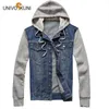 Men's Jackets UNIVOS KUNI 2021 Men's Casual Jacket Hoode Denim Coat Fashion Chet Pocket Outwear Slim Fit Male Boys Big Size 5XL J6211