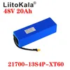 LiitoKala 21700 48V 20AH Batterie au lithium 5000mAh 13S4P 500W Batterie de vélo électrique pour scooter