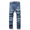 Men Casual Biker Denim Jeans Stretch Pants Solid Regular Fit Male Street Pant Vintage Youth Large Size 220311