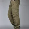 Moda Masculina Casual Calças Menswear Calças de Carga Multiplos Múltiplos Pockets Mens Calças Casuais Homens Calças Baggy Pant XXXL 201110