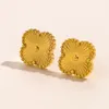 Diseñador Stud Pendientes Amor 18k Chapado en oro Trébol para mujer Moda Boda Pendiente de acero inoxidable Joyería