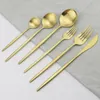 30pcs Matte Gold Cutlery Set en acier inoxydable Dîne Vole du couteau Spoon Spoon Dîner Sargetware Kitchen Party Table Vide-Table Set 2013370060