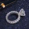 Anello con diamante simulato grande da 10CT Anello da cocktail unico con taglio a pera Anello di fidanzamento con pietre preziose con topazio bianco per le donne280L