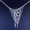 Kształt liściowy dhinestone stringi bikini Bieźnia dla kobiet seksowna biżuteria biżuteria kryształowe majtki
