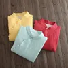 Yüksek Kalite Düzensiz Vintage Kadın Bluz Pamuk Çift Katmanlı Eğik İnci Düğme Katı Renk Sonbahar Kadın Gömlek Sanat Giysileri T200321