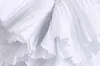 Nuove donne solide scollo a V plissettate increspature casual bianco grembiule camicetta signore chic manica a farfalla popeline femininas camicia top LJ200812
